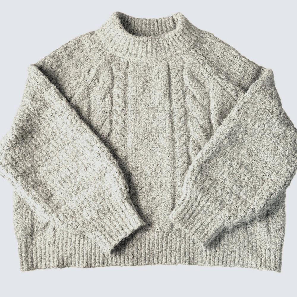 Cable Knit Mock Neck Pullover‎ Universal Thread Sweater Women XXL Tan Fisherman